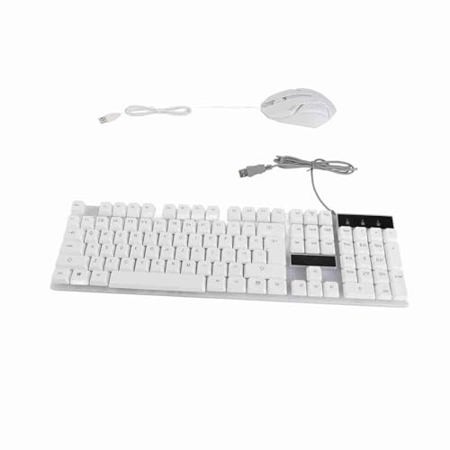 BONKZEBU Combo de Teclado y Ratón Retroiluminado RGB de 104 Teclas para Oficina de Juegos, Cable de 4,9 Pies Ideal para la Familia, Material ABS de Primera Calidad