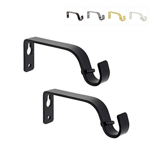 gb Home Collection Curtain Rod Brackets, Black, Set of 2, Premium Steel Cafe Rod Bracket for Walls, Curtain Rod Holder, Metal Cafe Rod Window Treatment Rod Drapery Rod