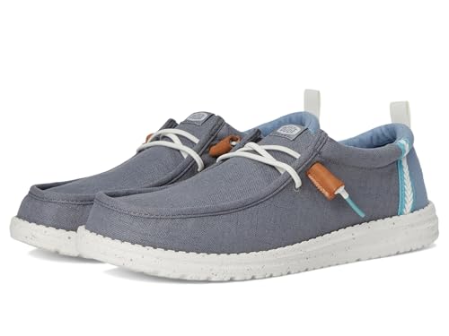 HEYDUDE Wally Craft Linen Monument Grey/Faded Denim Size 7, Men’s Shoes, Men's Slip-on Loafers, Comfortable & Light-Weight2