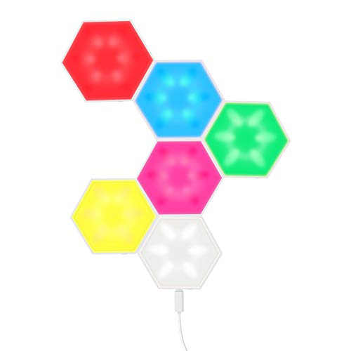 Preisvergleich Produktbild 6 Stück Spleißen RGB-Leuchten, Sechseckige USB Ladung Berührungsempfindliche Modulare Wandleuchten Kreative DIY Magnetic Attraction Geometry Nachtlampe für Wohnkultur, Geschenk