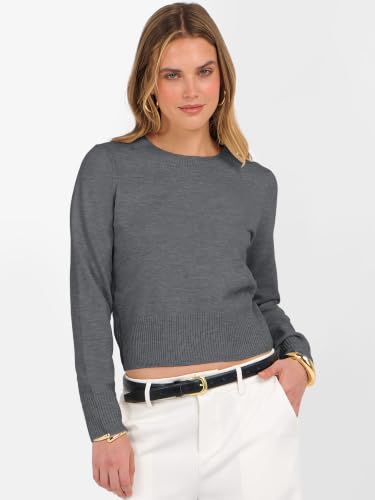 Image of ANRABESS Women's Long Sleeve Sweaters Cropped Crew Neck | Business Casual Tops,Light Weight Comfy Knit,Pullover ShortSweater,Basic Classic,Fall Fashion Winter Layer Clothes