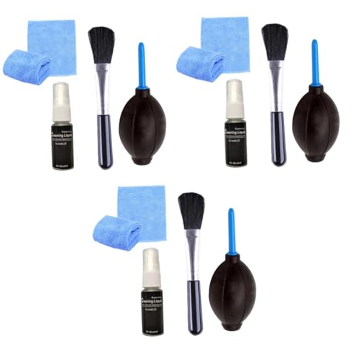12pezzi Strumenti Di Pulizia Per Computer Include Soffiatore Aria Spazzola Per Elettronica Liquido Di Panno Per Monitor e Tastiere Colore e microfibra blu nero