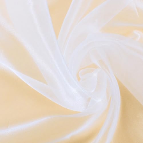 Manyshofu White Organza Fabric by The Yard - 60 Inch Wide, 1 Yard Soft Sheer Fabric Silky Organza Tulle Fabrics Chiffon Fabrics for DIY Wedding Dress Bridal Decorations Fashion Craft