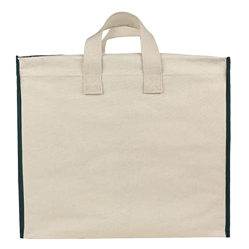 Image of DOUBLE R BAGS Multipurpose Clothes & Grocery Storage Organizer with Reinforced Cotton Handles, Zip Cover & 1 Compartment - Heavy Duty Canvas Bags (Green, 43x27.9x43 cm, Pack of 4)