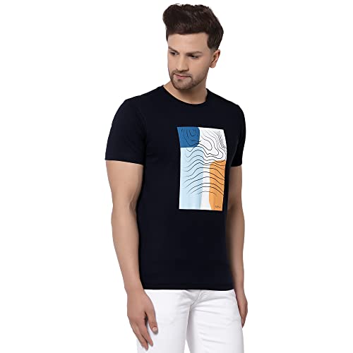 Image of Red Tape Men Navy Printed T-Shirt