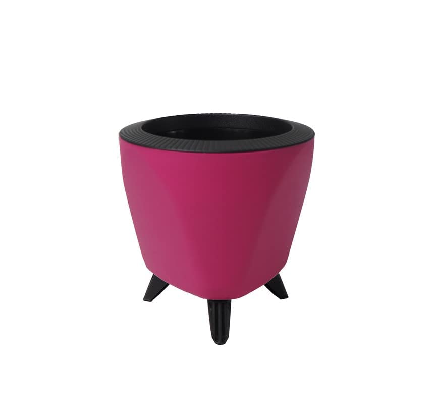 Image of Garden Art (Pack of 2 Indoor Outdoor Self Watering Planter Home Living Room Decorative Plastic Flower Pot 5.1 Inch (Pink, 2) PPLAP