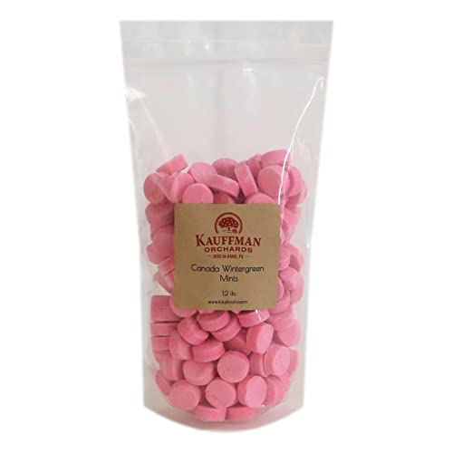 Kauffman Orchards Canada Wintergreen Mints, Pink Candy Lozenges In Bulk (1.2 Pound Bag)