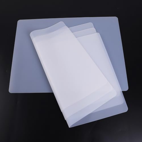 PABUSIOR Small Silicone Mats for Crafts: Translucent Liner, 7.9×9.5 In (4/Pack), Heat Resistant, Non-Slip Silicone Kids Mat for Jewelry, Epoxy Resin, Glitter Slime, Manicure, DIY Sheet