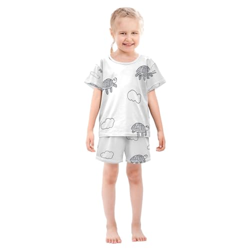 senya Short Sleeve Pajamas Sets Summer Cotton Sleepwear Turtles Lines Cloud3