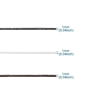 Craftdady 3 Rolls of 1mm Waxed Cotton Cord 300 Yards Beading Thread String for Jewelry Making Crafting (Black/White/Coconutbrown)