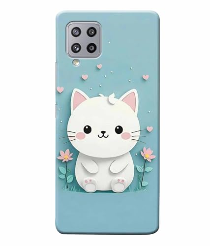 Image of Printed Hard Back Case Cover & Compatible for Samsung Galaxy A22 4G | Cat Vector Painting (Multicolor) - D1192