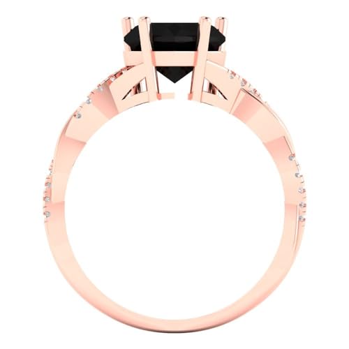 2.1 ct Heart Cut Natural Onyx 14k White Gold Solitaire with Accents Wedding Engagement Bridal Promise Ring4