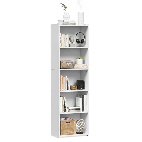 ZENY-5-Tier-Shelf-Bookcase-Freestanding-Wood-Storage-Display-Open-Bookshelf-for-Home-Office-White ZENY 5-Tier Shelf Bookcase, Freestanding Wood Storage Display Open Bookshelf for Home Office, White - Image 1