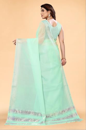 Image of Sidhidata Women's Kota Doria Cotton Manipuri Saree With Unstitched Blouse Piece (Rasbharii Free Size)