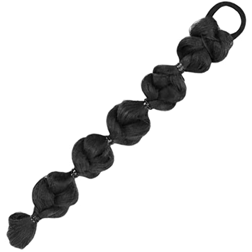 VALICLUD Peluca Trenzada Extensiones Adulto De Caballo Rizada Atar Natural Largo Marrón De Colores Cruz Accesorio Cabello Humano Burbuja Falso Negro Alambre De Alta Temperatura