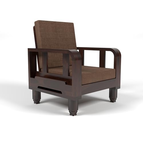 Image of Solid Sheesham Wood Single Seater Sofa - Perfect Sofa Chair for Your Elegant Living Room (Design 15)