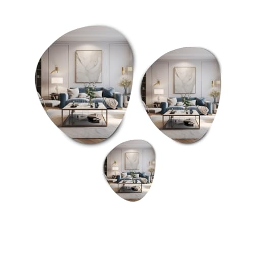 kit 3 Espelhos Decorativo Orgânicos Vidro Lapidado Fita Dupla Face - Facil Aplicação