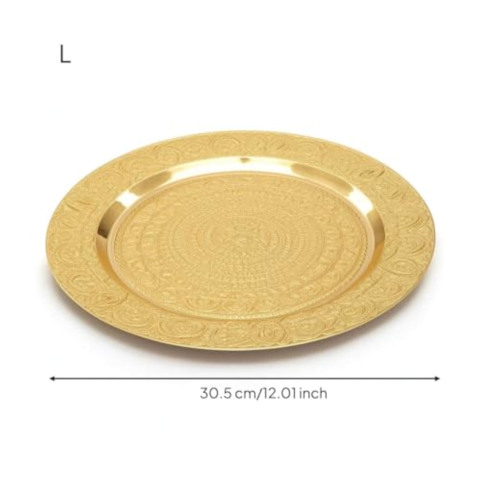 Embossed Round Decorative Tray, Ornamental Design