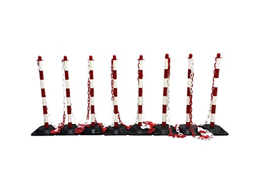 Flexibarrier Pfosten- & Kette Absperrset -Basic- 8 Pfosten inkl. 15m Kunststoffkette (rot/weiß)
