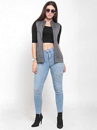 Image of Tandul Black Full Sleeve Solid Jacket for women Stylish Winter Wear Round Neck Jacket for Women & Girls, Zip closer