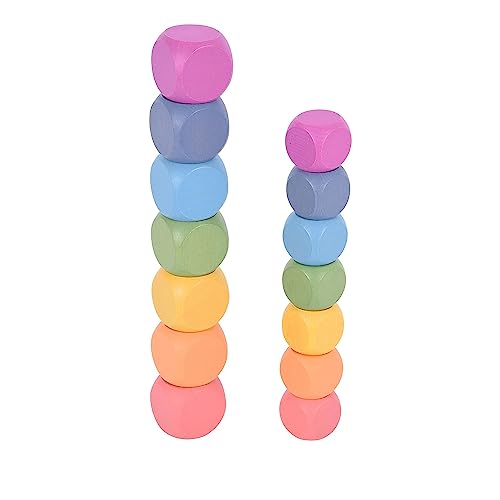 Image of TickiT Rainbow Wooden Cubes - Set of 14 - Multi-Colored Learning and Play Set for Toddlers 10m+