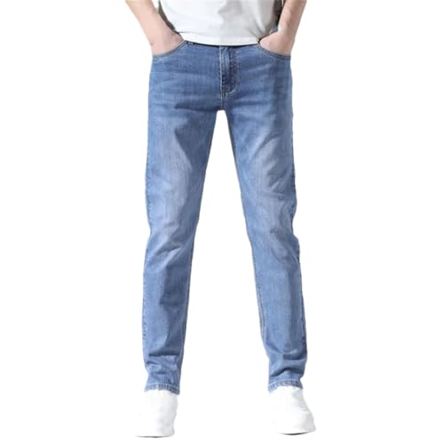Men's Slim Straight Fit Jeans Stretch Denim Pants Lightweight Casual Regular Fitness Trousers for Everyday Wear