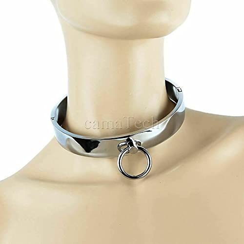 Stainless Steel Premium Bondage Collar With Key Fetish Sexy (17") #TOP2