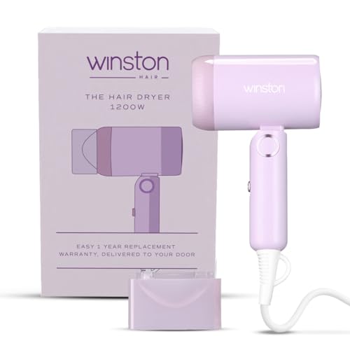 WINSTON Ionic Foldable Hair Dryer – 1200W | Compact, Foldable, and Damage-Free Drying Blow Dryer with Low Noise & Overheat Protection – 1 Year Warranty (Purple)