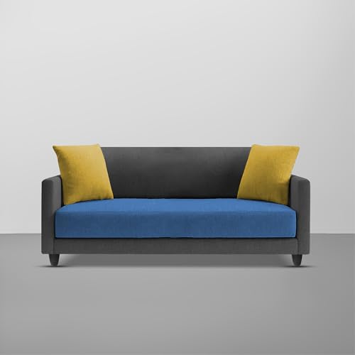 Image of Casaliving Dominic 2 Seater Sofa Set for Living Room (Blue Black Fabric) Premium Fabric Sofa