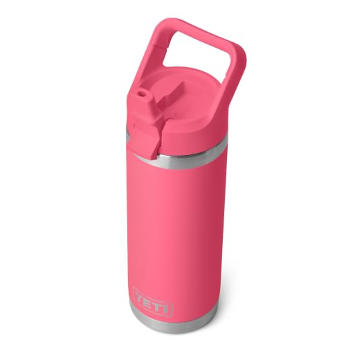 YETI Rambler 18 oz (532 ml) Water Bottle with Straw Cap, Tropical Pink