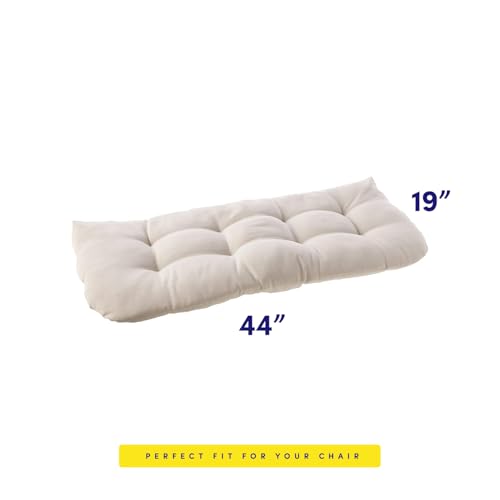 Sweet Home Collection LOVESEAT-CUSH-CRM Patio Chair Cushions Outdoor Loveseat Lounge Seat Pads Premium Comfortable Thick Fiber Fill Tufted 44 Inch X 19" thumb #1