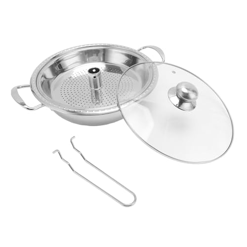 Xiuganpo Casseruola in Acciaio Inossidabile con Cesto e Coperchio, Doppia Manici Ergonomici Pesce Pesce Lucidata per la pubblicità Domestica