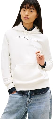 Tommy Jeans Damen Hoodie mit Kapuze, Weiß (Ecru), L – Ansicht 1