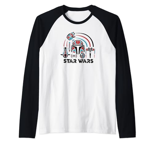 T-shirt baseball Star Wars Boba Fett raglan pour fan geek en coton