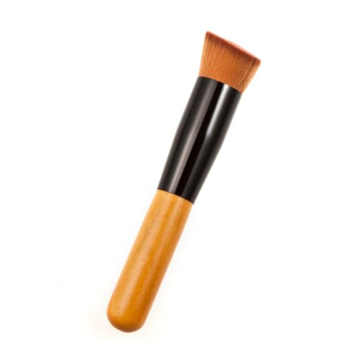 CALLARON Universal Makeup Brush Foundation Brush Wooden Handle Aluminum Tube Nylon 12.3cm for Blending and Applying