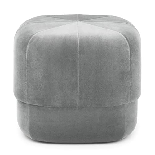 Pouf rond en velours gris 40x40cm pour salon - 2