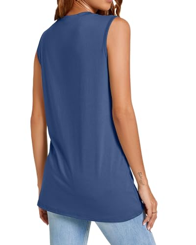 Image of Womens Tank Tops Summer Casual Sleeveless Top Loose Fit Basic Tunic Shirts