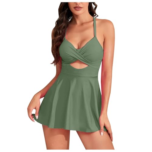 Vestidos para mujer, vestidos de playa, traje de baño, sin mangas, sexy, hawaiano, fruncido, mini vestidos cortos, H-173 Verde Lima Menta, S