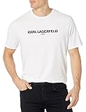Karl Lagerfeld Paris mens Logo Short Sleeve Crew Neck T-shirt T Shirt, White, Medium US