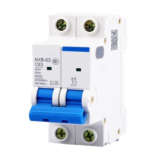 Disyuntor MCB NXB-63 de 2 polos y 50A para riel DIN en instalaciones eléctricas de corriente alterna
