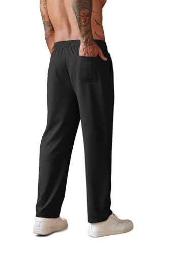 COOFANDY Men's Knit Sweatpants Lightweight Open Bottom Casual Pants Drawstring Jogger Yoga Pants with Pockets2