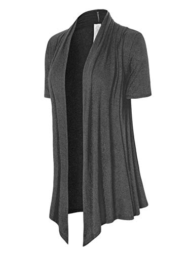 Image of MixMatchy Women's Lightweight Short Sleeve Draped Open Front Cardigan Vest