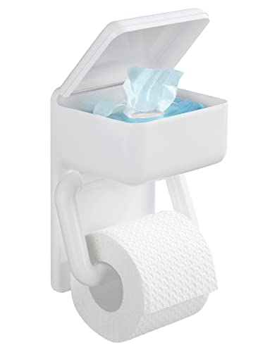 Maximex Toilettenpapierhalter 2 in 1 mit Ablage, aus Kunststoff, inkl. Montagematerial, 16 x 20 x 11 cm