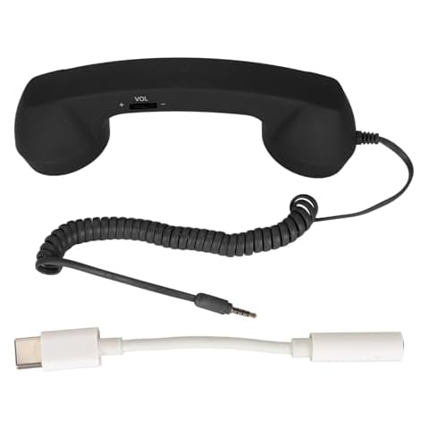Beufee Telephone Handset for Cellphone, Retro Phone Handset with 3.5mm Jack Mobile Phone Receiver Old Telephone Headset Handheld Receiver for Cell Phone(Black) Cover