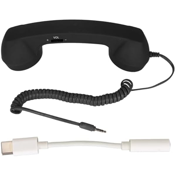 Walmeck — наушники для мобильного телефона, ретро-наушники с разъемом USB-C и 3,5-мм разъемом для смартфона, функция «Plug and Play» без необходимости сопряжения, защита от излучения, кабель длиной 1 м (черные)