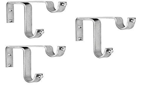 Ddrapes - 3 Strong Double SS Bracket for 2 Curtain Rod