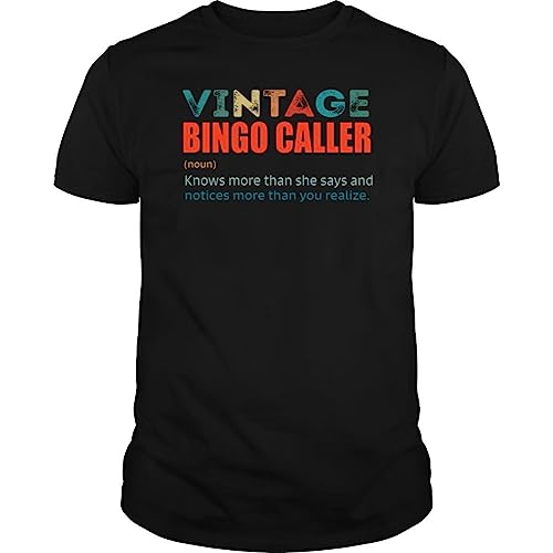 Vintage Bingo Caller Knows More Than Job Title - Unisex Tee Black