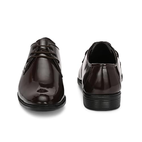 Image of Men's High-Gloss Patent Synthetic Leather Derby Shoes, Black, Lightweight Airmix Sole, Formal