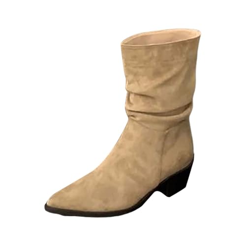 Bottines blanches pour femme bout pointu talon mi-hauteur mollet