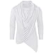 Draped Shirt for Men Long Sleeve Satin Asymmetric Hem Split Casual Tops Vintage Cowl Gothic Fashion Sweatshirt White